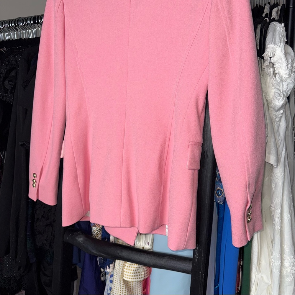 ZARA Double-Breasted Pink Crepe Blazer - Picture 14 of 17